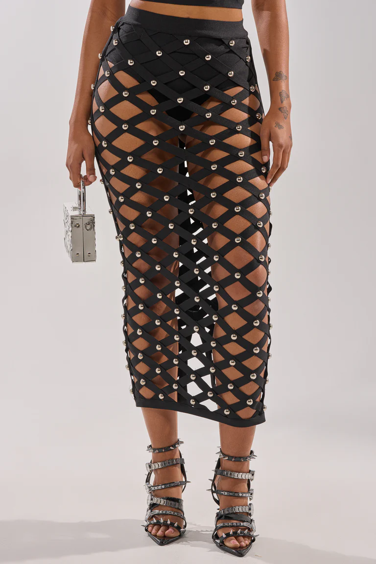 Openwork Silver Stud Sexy Set