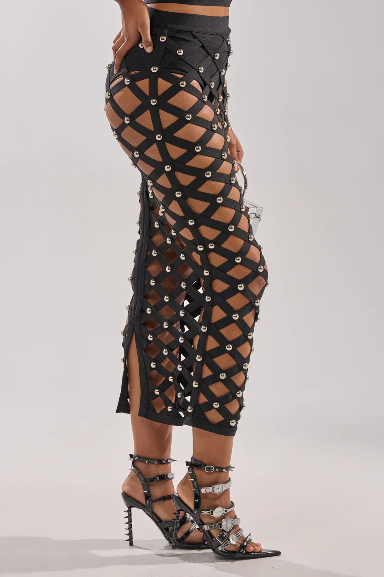 Openwork Silver Stud Sexy Set