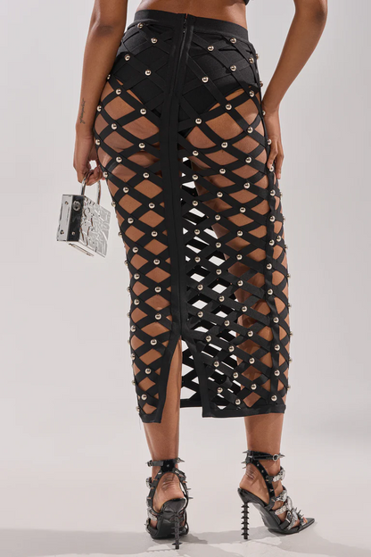 Openwork Silver Stud Sexy Set
