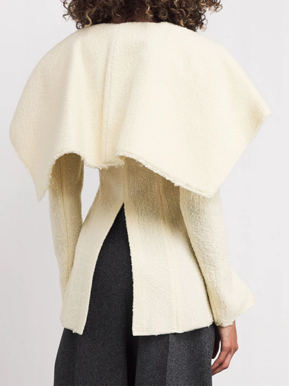 Shawl-Collar Long Sleeves Knitted Blazer