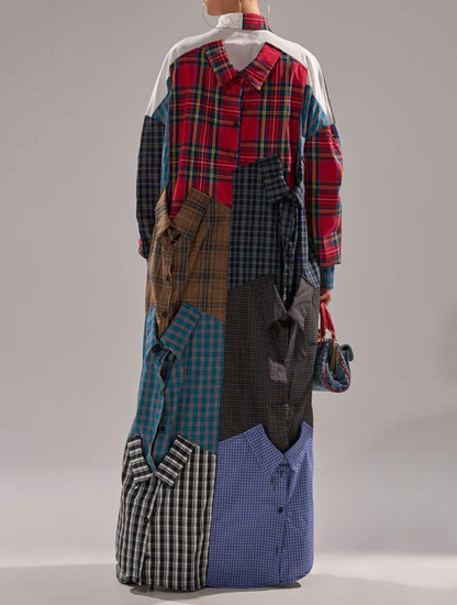 Patchwork Shirt Irregular Dress