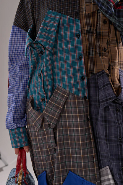 Patchwork Shirt Irregular Dress