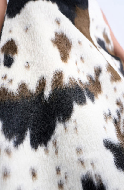 Faux Calf-Hair A-Line Skirt