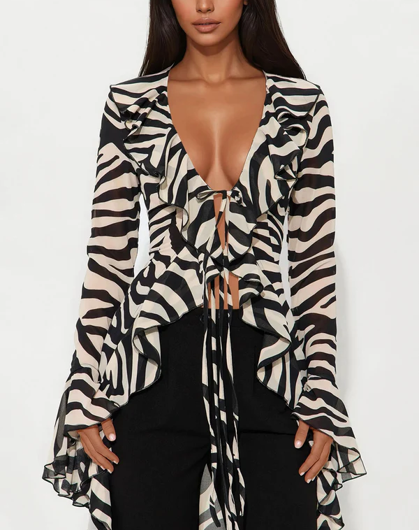 Wild Seduction Zebra Chiffon Maxi Top