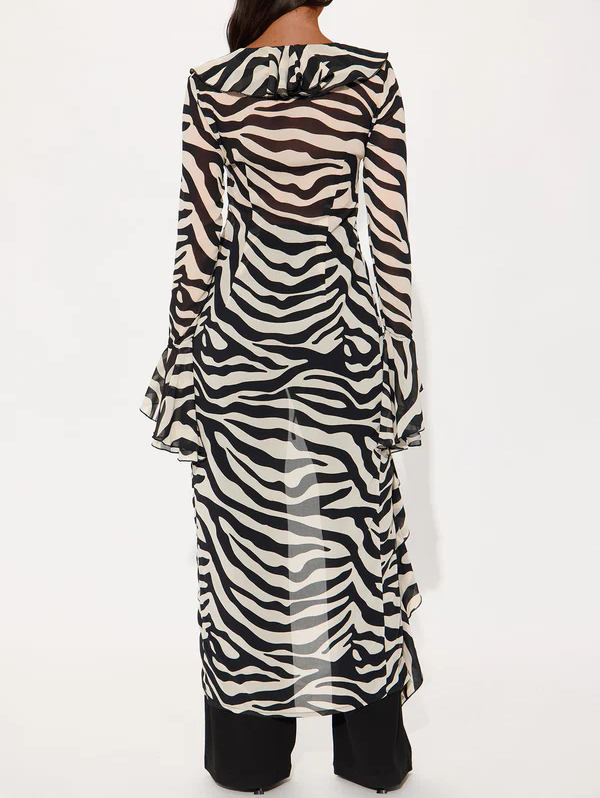 Wild Seduction Zebra Chiffon Maxi Top