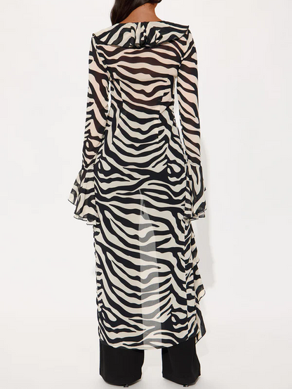 Wild Seduction Zebra Chiffon Maxi Top