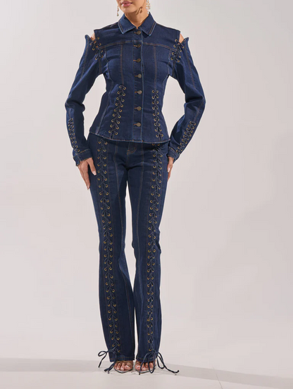 Denim Tie-Front Set
