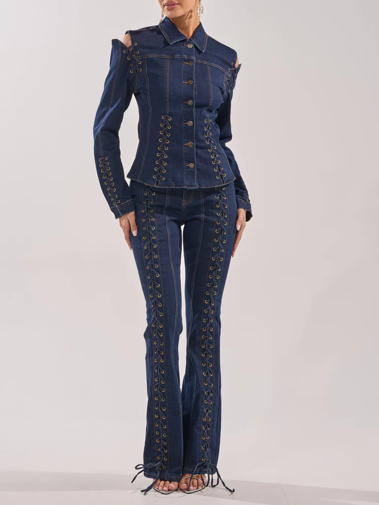 Denim Tie-Front Set