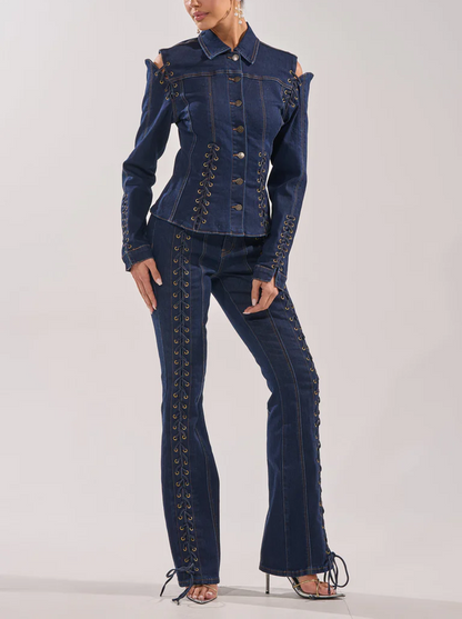 Denim Tie-Front Set