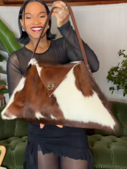 Faux cowhide leather bag