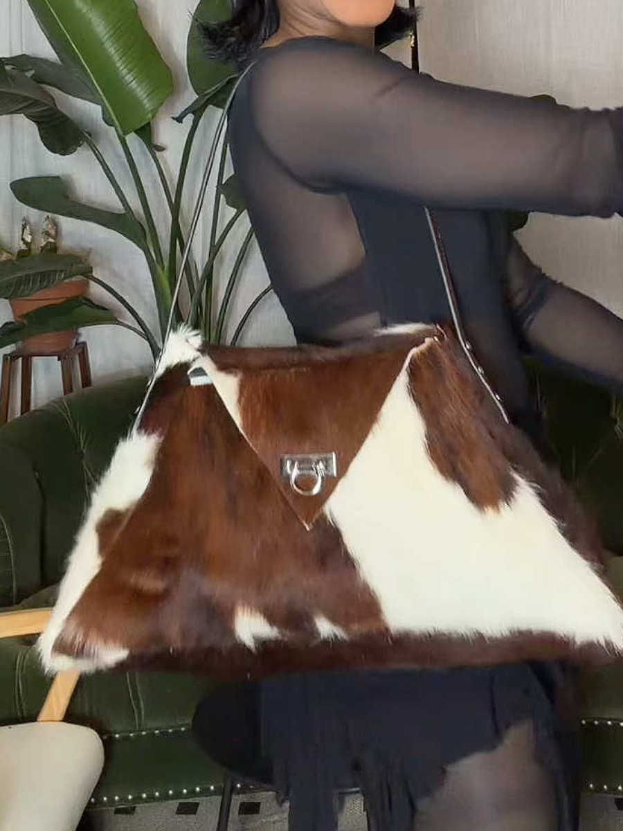 Faux cowhide leather bag