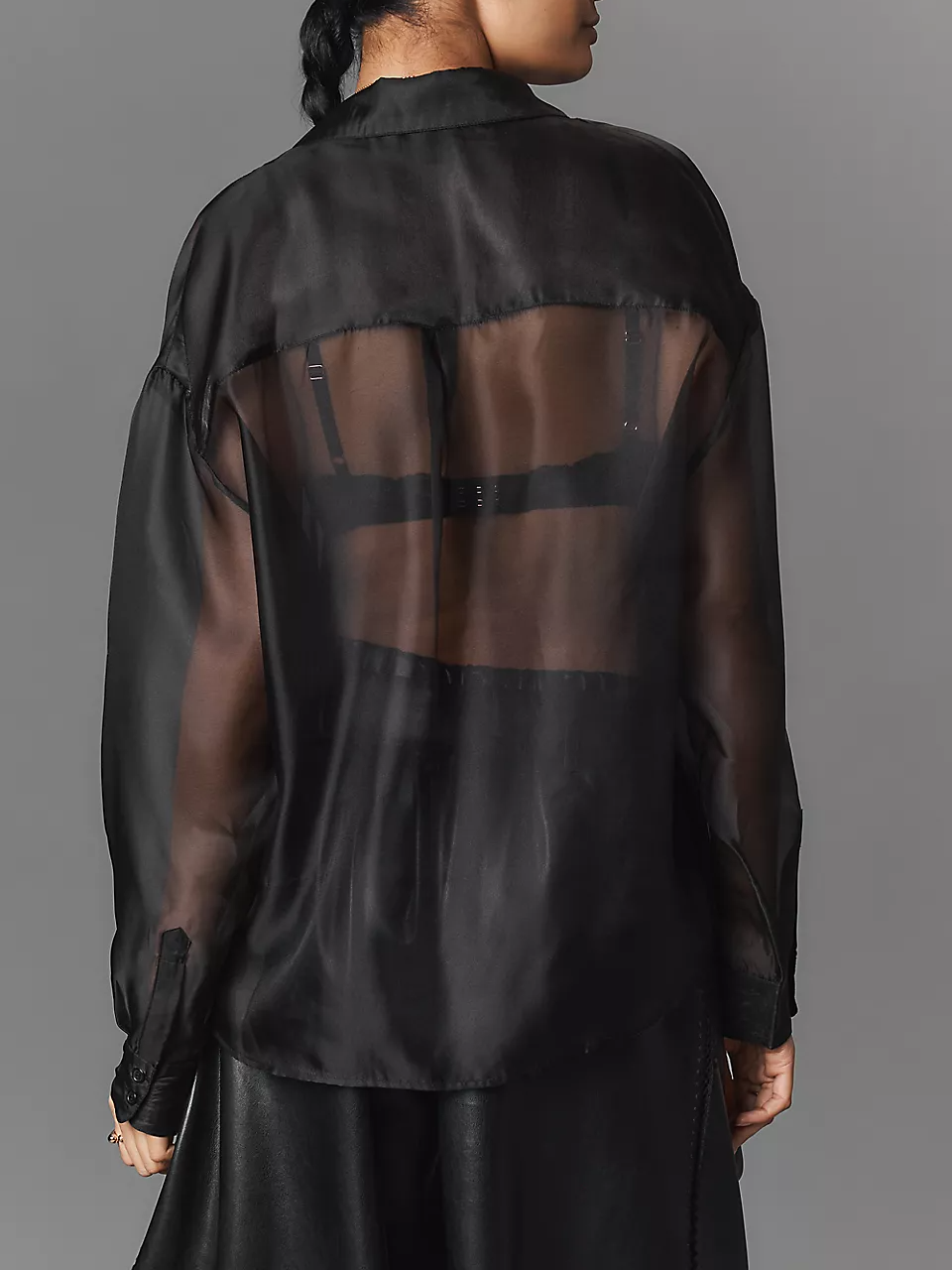 Oversized Sheer Organza Buttondown Shirt