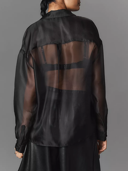 Oversized Sheer Organza Buttondown Shirt