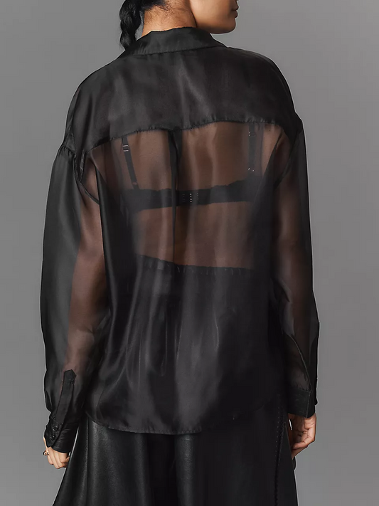Oversized Sheer Organza Buttondown Shirt