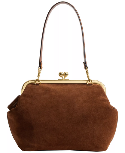 Suede Kisslock Medium Frame Bag