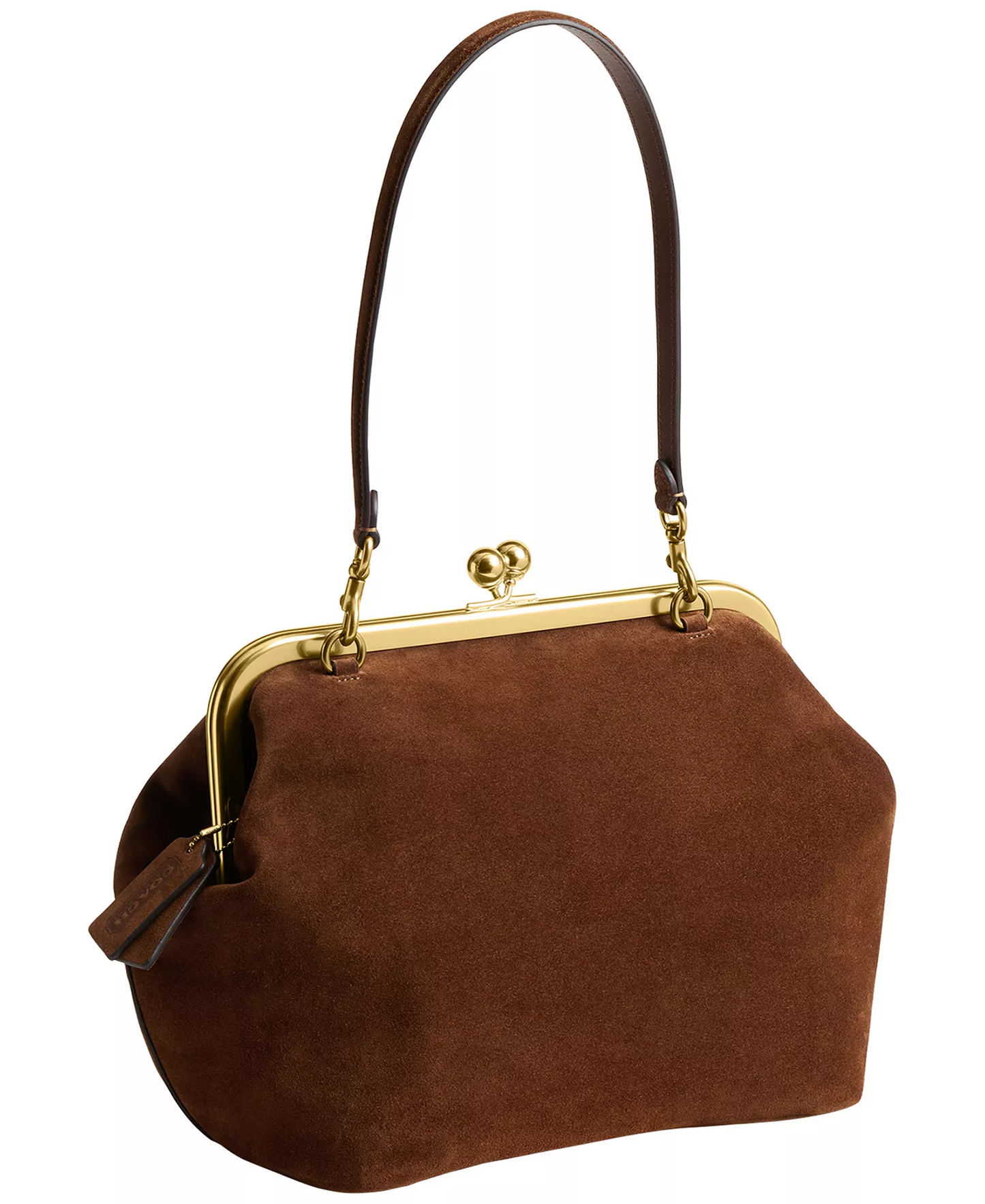 Suede Kisslock Medium Frame Bag