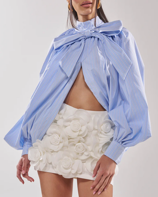 Gathered Boule bow-tie shirt