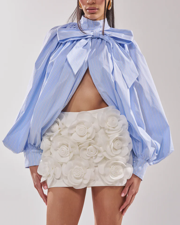 Gathered Boule bow-tie shirt