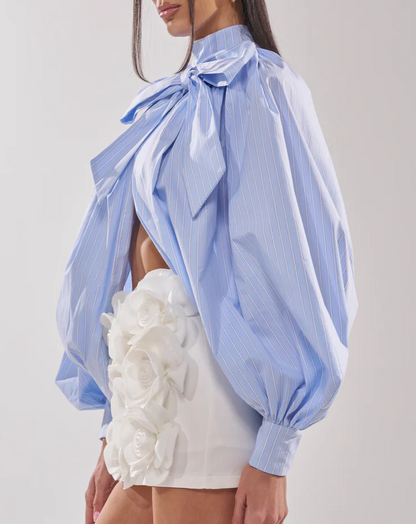 Gathered Boule bow-tie shirt