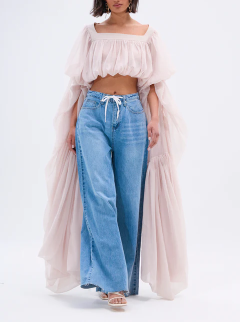 Slouchy Square Neck Long Sleeve Blouse Top