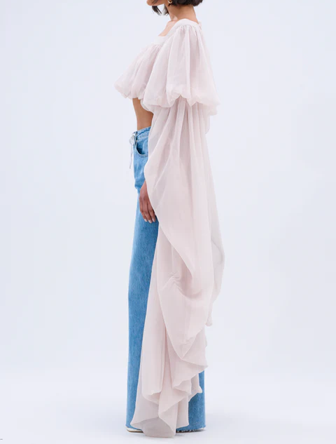 Slouchy Square Neck Long Sleeve Blouse Top