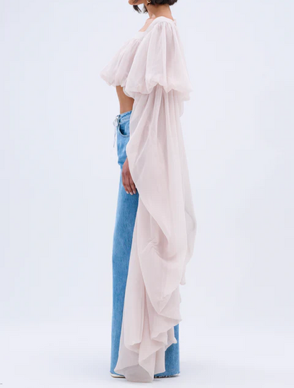 Slouchy Square Neck Long Sleeve Blouse Top