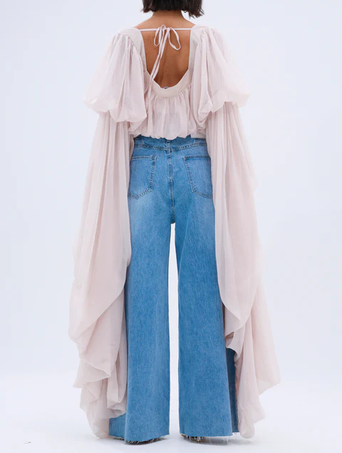 Slouchy Square Neck Long Sleeve Blouse Top