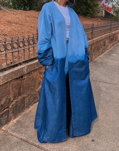 Gradient denim trench coat