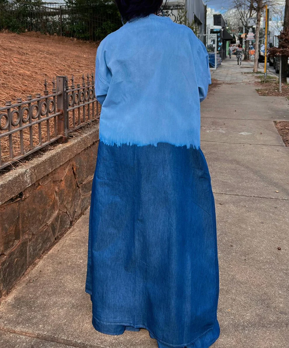 Gradient denim trench coat