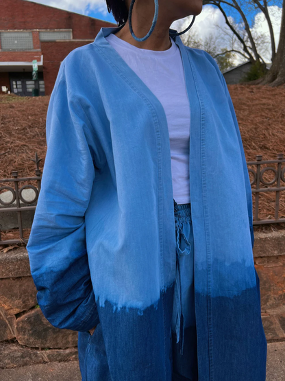 Gradient denim trench coat