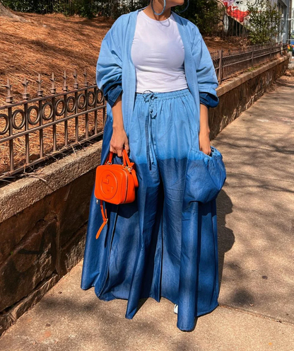 Gradient denim trench coat