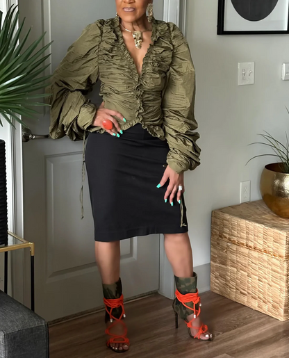 The Olive Allure Statement Blouse