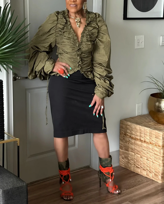 The Olive Allure Statement Blouse