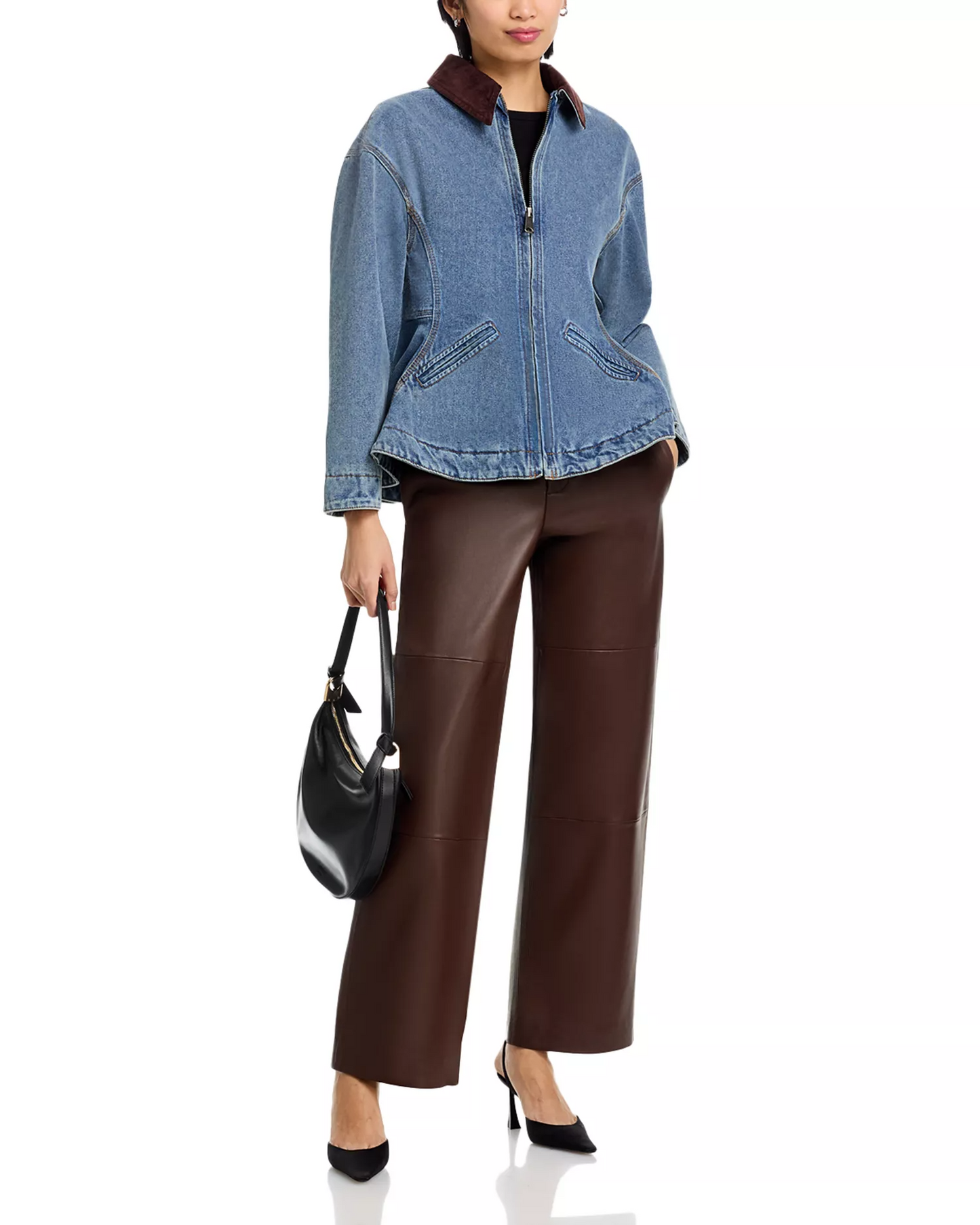 Fitted Hem Ruffle Denim Jacket