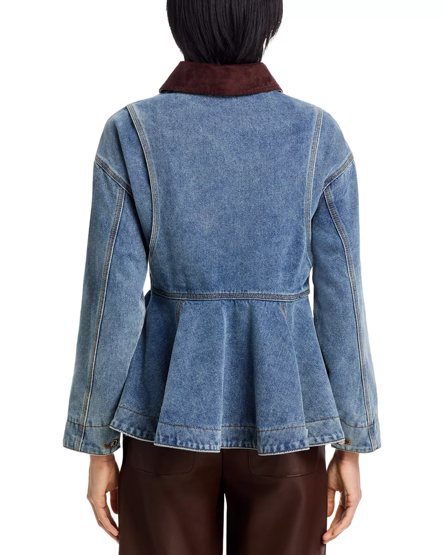 Fitted Hem Ruffle Denim Jacket