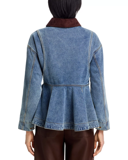 Fitted Hem Ruffle Denim Jacket