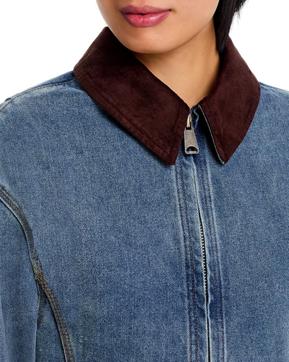Fitted Hem Ruffle Denim Jacket