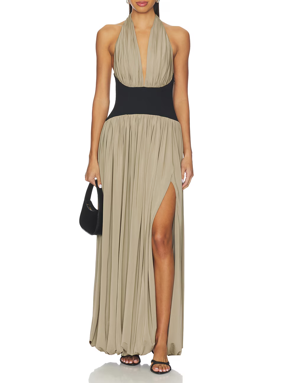 Elegant Strapless Pleated Maxi Dress