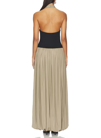 Elegant Strapless Pleated Maxi Dress