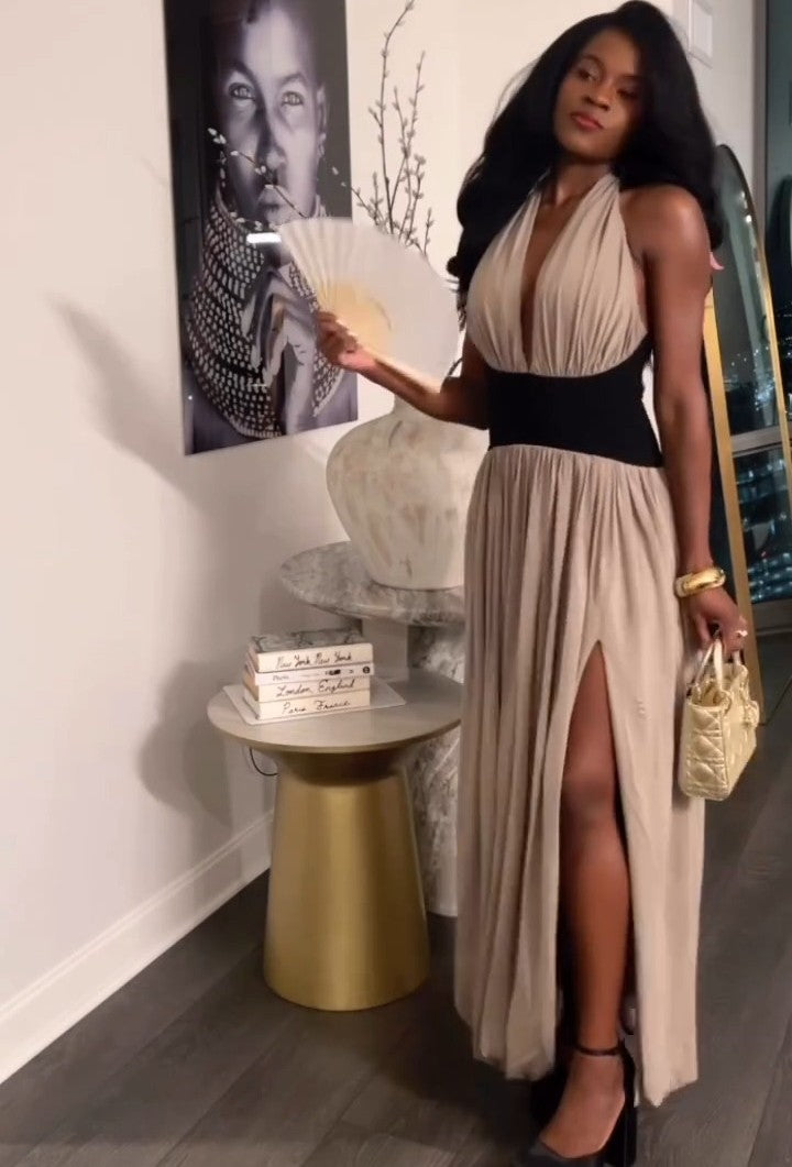 Elegant Strapless Pleated Maxi Dress