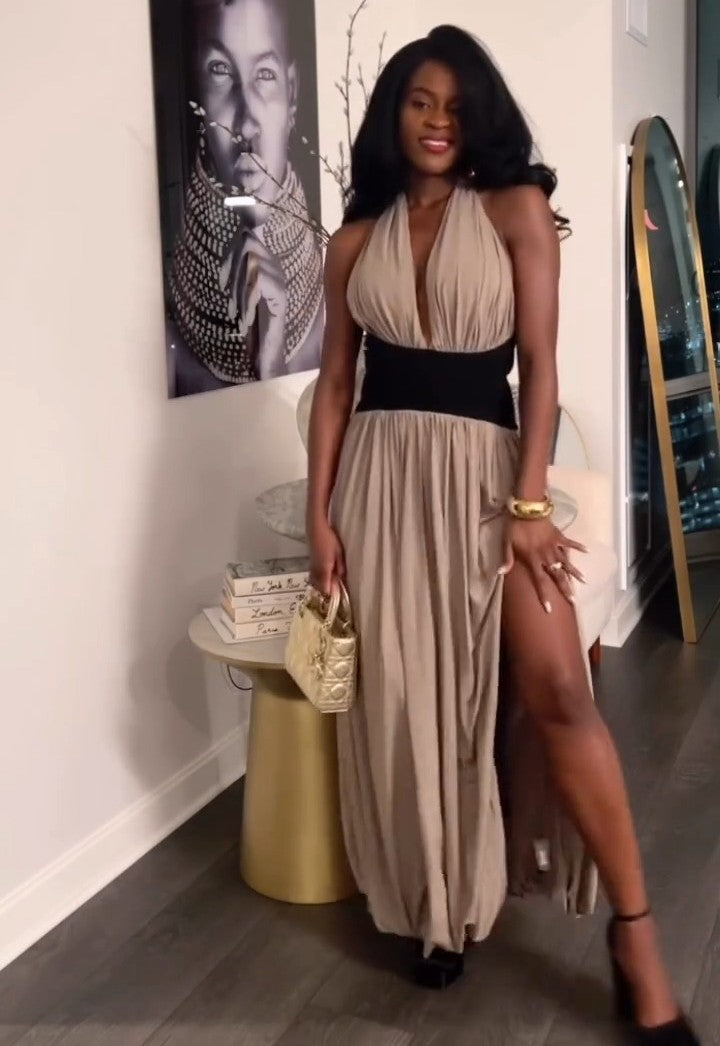 Elegant Strapless Pleated Maxi Dress