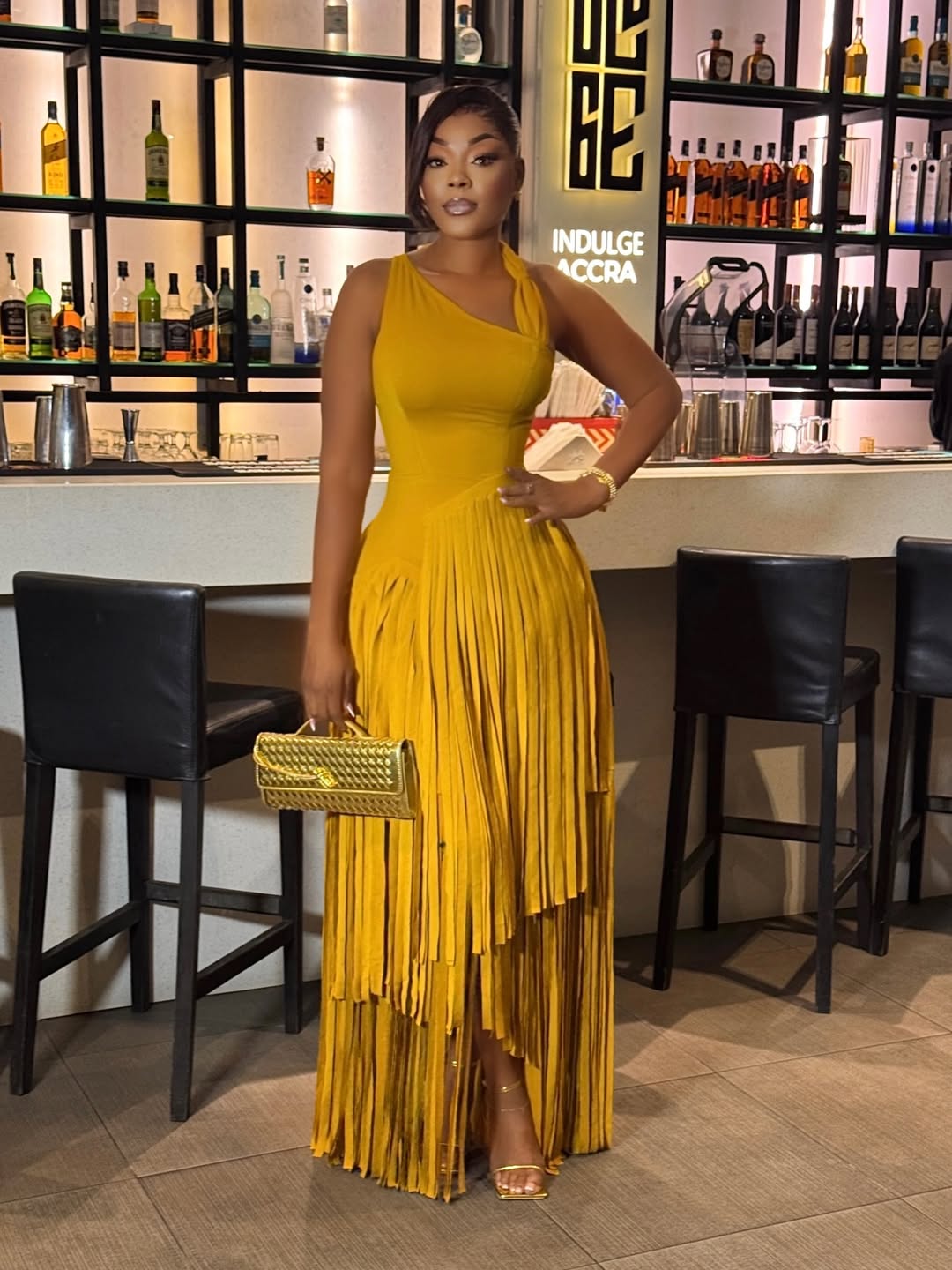 Strapless Fringe Maxi Dress