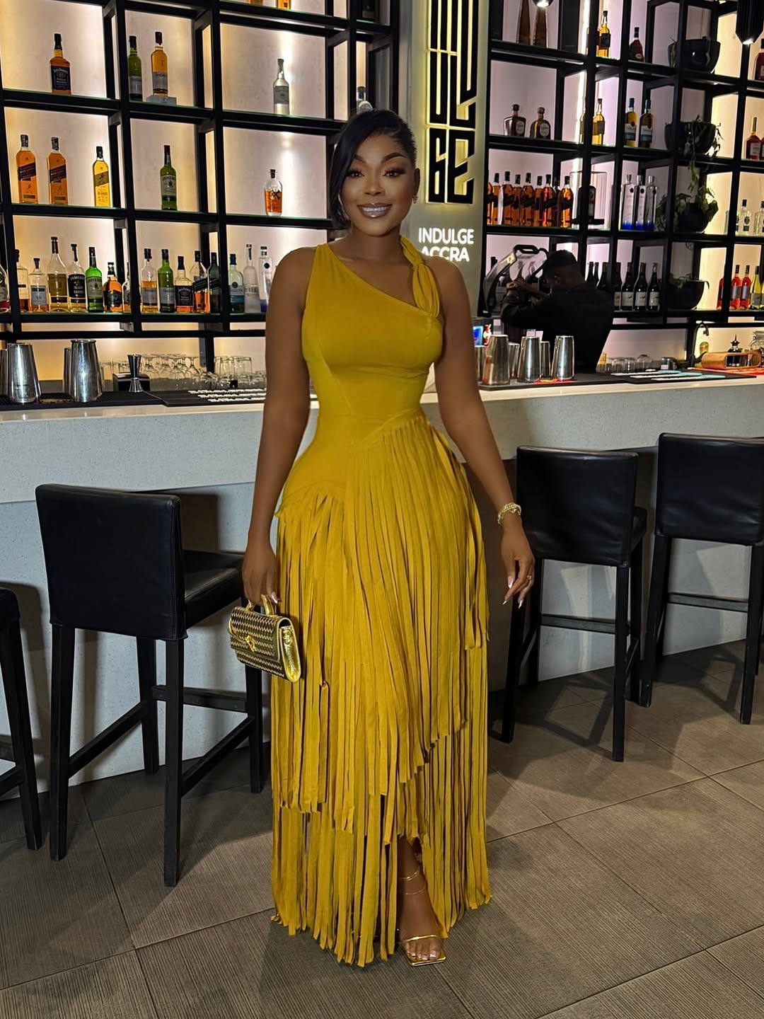Strapless Fringe Maxi Dress