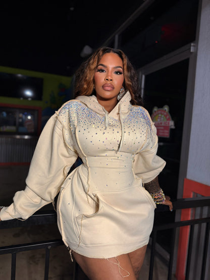 Iridescent corset hoodie dress