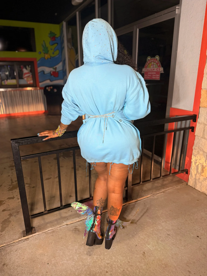 Iridescent corset hoodie dress