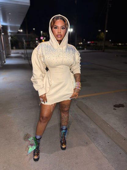 Iridescent corset hoodie dress
