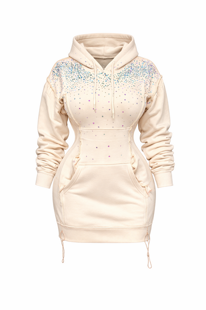 Iridescent corset hoodie dress