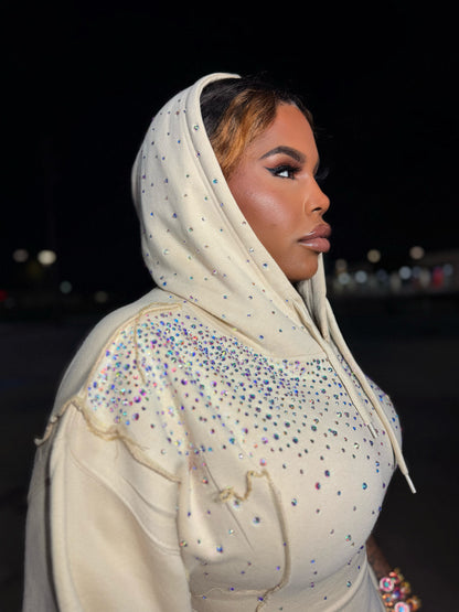Iridescent corset hoodie dress