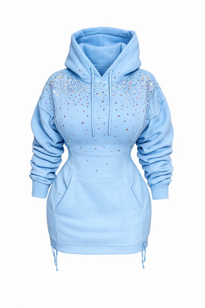 Iridescent corset hoodie dress