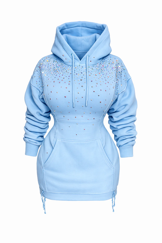 Iridescent corset hoodie dress